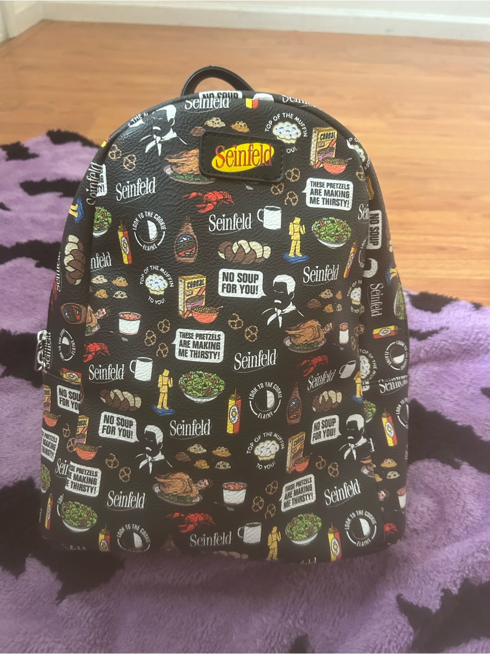 Kids Mini Backpack in Black with Multicolor Print
